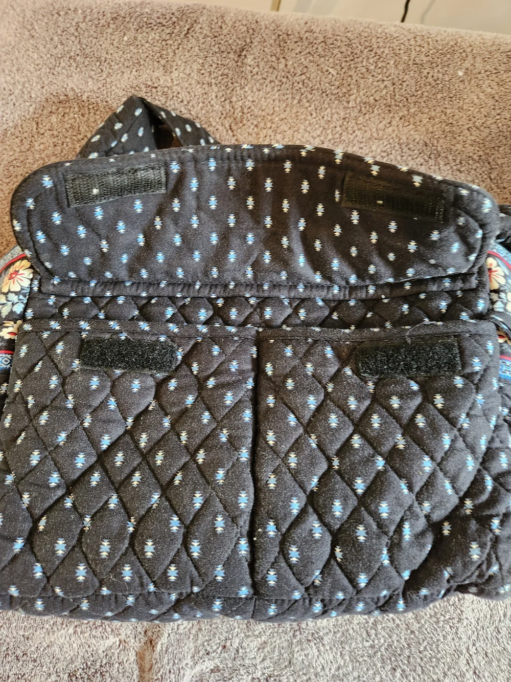 Vera Bradley Black Quilted Crossbody with Floral Trim